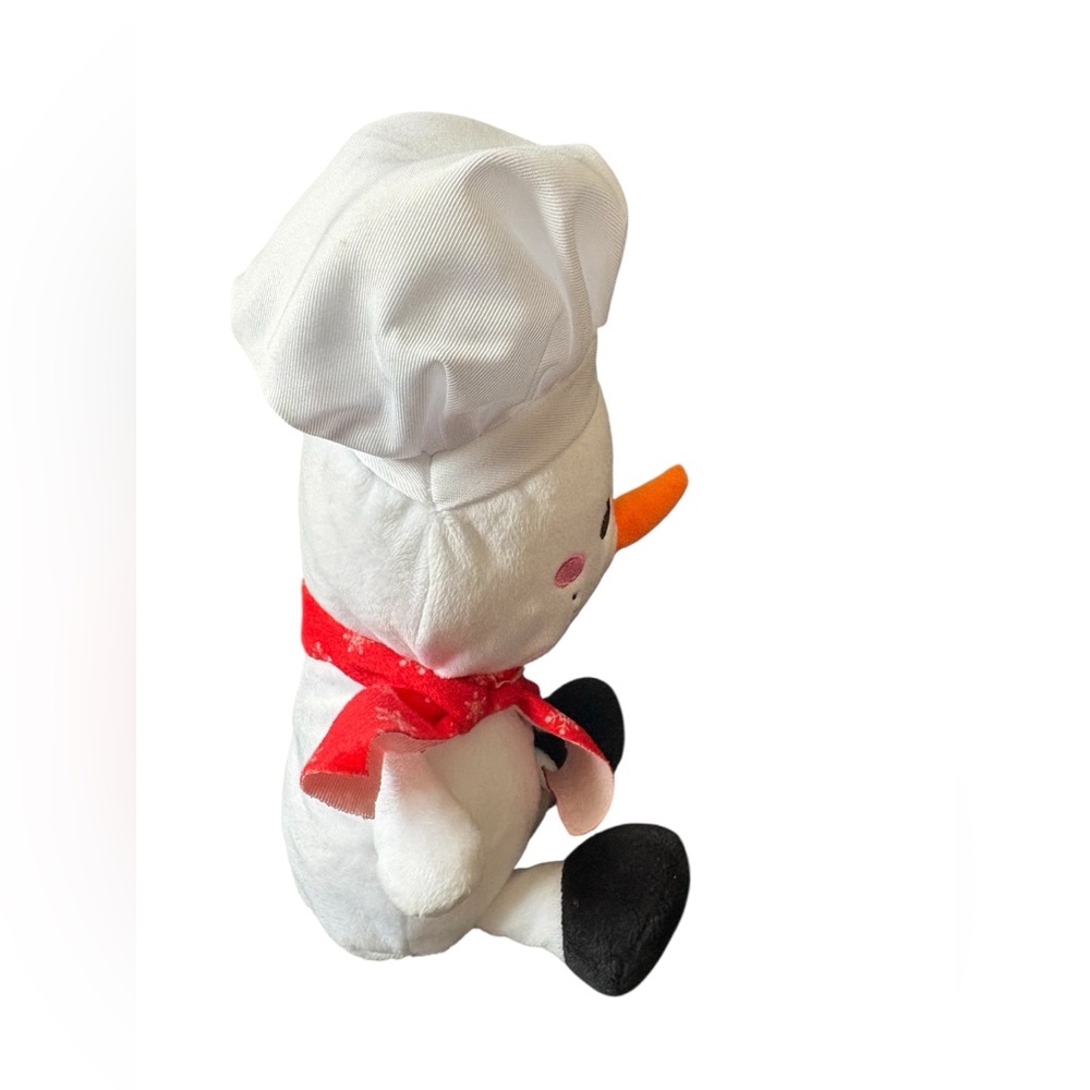 10” Holiday Bake Snowman Plush w Chef Hat Red Scarf Christmas Winter Stuffed Toy - Picture 4 of 6
